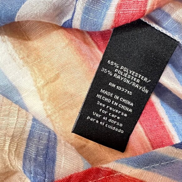 Meera Lane Colorful Lightweight Striped Button Down Blouse 2X Coastal Breezy - Picture 4 of 7